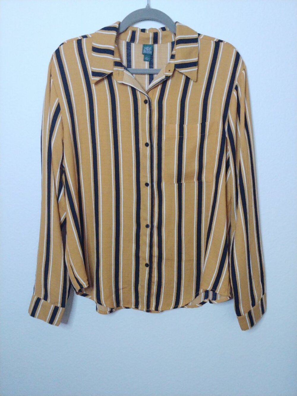 Wild Fable Mustard Yellow Striped Button-Up Shirt